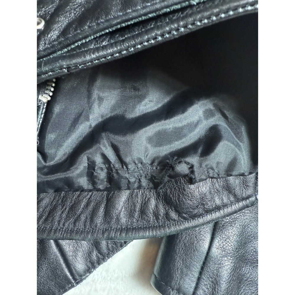 Madewell Black Leather Moto Jacket Biker Style Belted Zip Front XS *Flaw - Picture 9 of 11